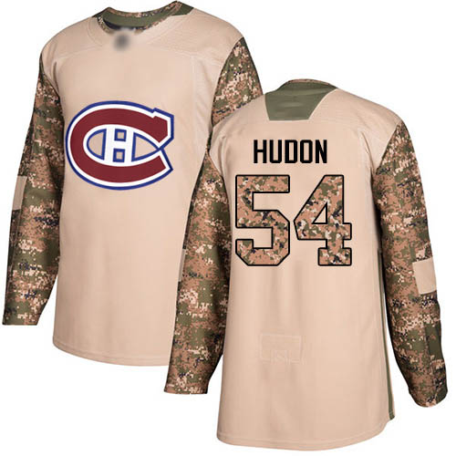 Adidas Youth Charles Hudon Authentic Camo Jersey: NHL #54 Montreal Canadiens Veterans Day Practice