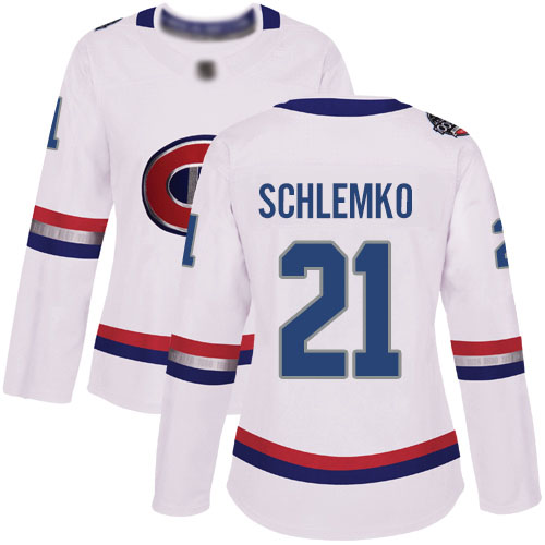 Adidas Women's David Schlemko Authentic White Jersey: NHL #21 Montreal Canadiens 2017 100 Classic