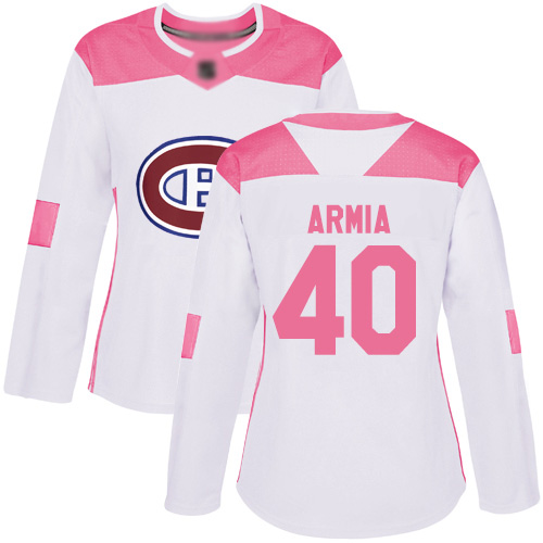 Adidas Women's Joel Armia Authentic White/Pink Jersey: NHL #40 Montreal Canadiens Fashion