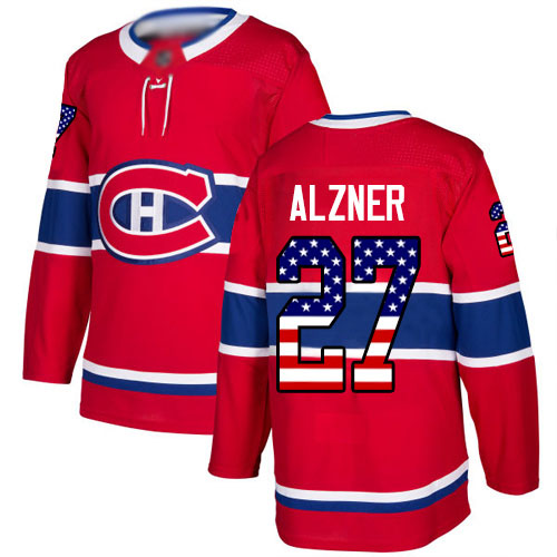 Adidas Men's Karl Alzner Authentic Red Jersey: NHL #27 Montreal Canadiens USA Flag Fashion