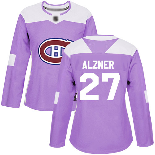 Adidas Women's Karl Alzner Authentic Purple Jersey: NHL #27 Montreal Canadiens Fights Cancer Practice