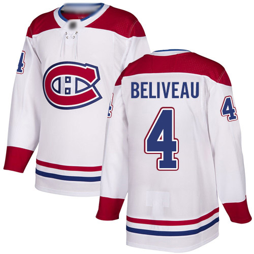 Reebok Youth Jean Beliveau Authentic White Away Jersey: NHL #4 Montreal Canadiens