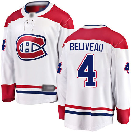 Fanatics Branded Men's Jean Beliveau Breakaway White Away Jersey: NHL #4 Montreal Canadiens
