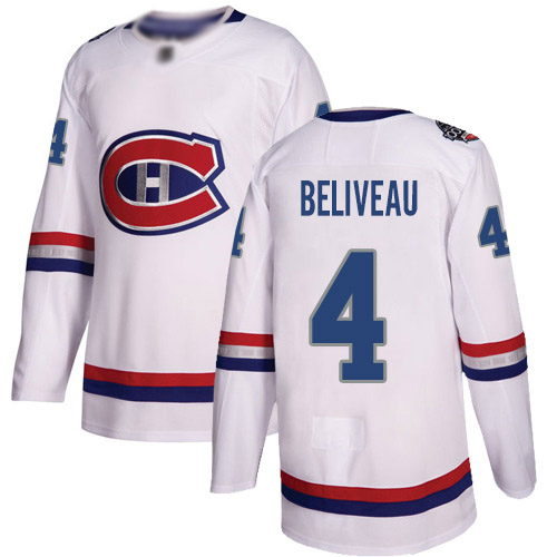 Adidas Men's Jean Beliveau Authentic White Jersey: NHL #4 Montreal Canadiens 2017 100 Classic