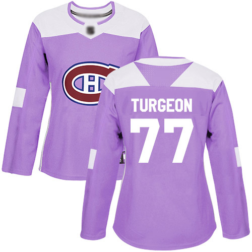 Women's Pierre Turgeon Authentic Purple Jersey: Hockey #77 Montreal Canadiens Fights Cancer Practice