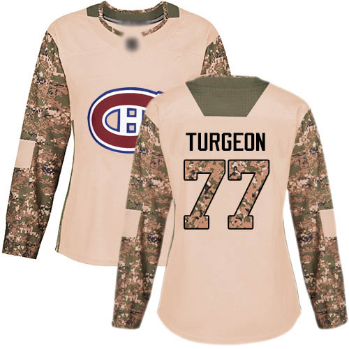 Women's Pierre Turgeon Authentic Camo Jersey: Hockey #77 Montreal Canadiens Veterans Day Practice