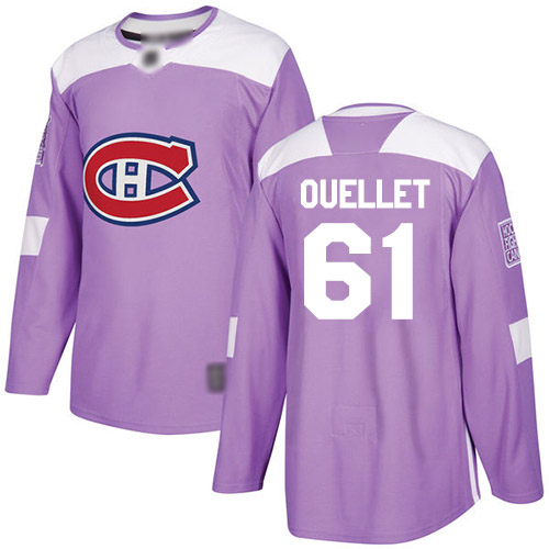 Adidas Men's Xavier Ouellet Authentic Purple Jersey: NHL #61 Montreal Canadiens Fights Cancer Practice