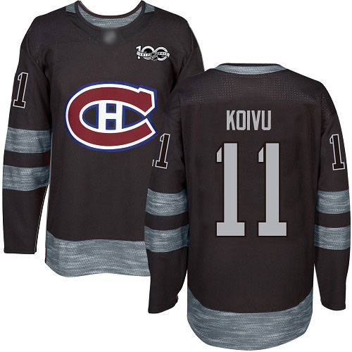 Men's Saku Koivu Authentic Black Jersey: Hockey #11 Montreal Canadiens 1917-2017 100th Anniversary