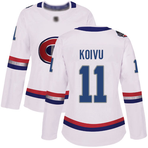 Women's Saku Koivu Authentic White Jersey: Hockey #11 Montreal Canadiens 2017 100 Classic